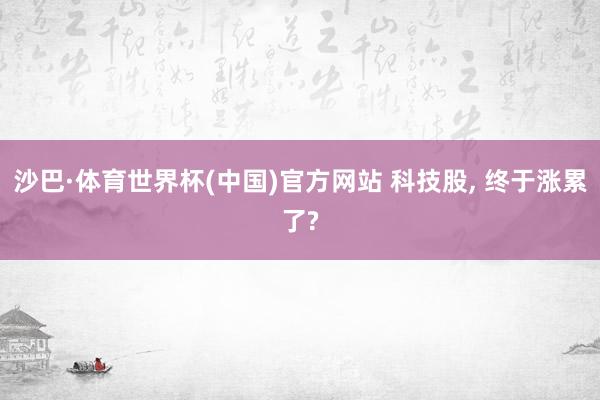 沙巴·体育世界杯(中国)官方网站 科技股， 终于涨累了?