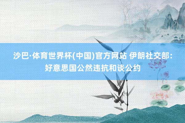 沙巴·体育世界杯(中国)官方网站 伊朗社交部：好意思国公然违抗和谈公约