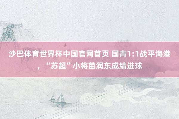 沙巴体育世界杯中国官网首页 国青1:1战平海港，“苏超”小将苗润东成绩进球