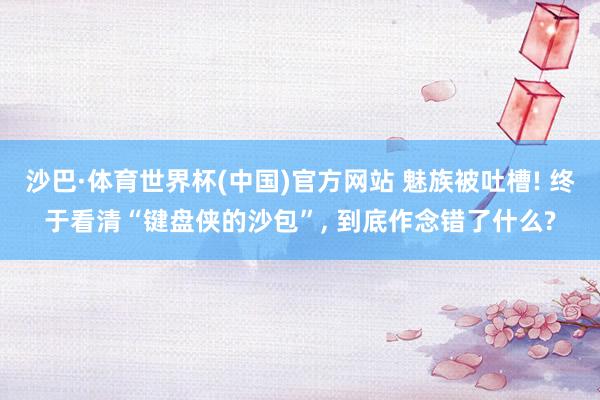 沙巴·体育世界杯(中国)官方网站 魅族被吐槽! 终于看清“键盘侠的沙包”， 到底作念错了什么?