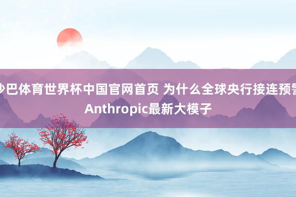 沙巴体育世界杯中国官网首页 为什么全球央行接连预警Anthropic最新大模子