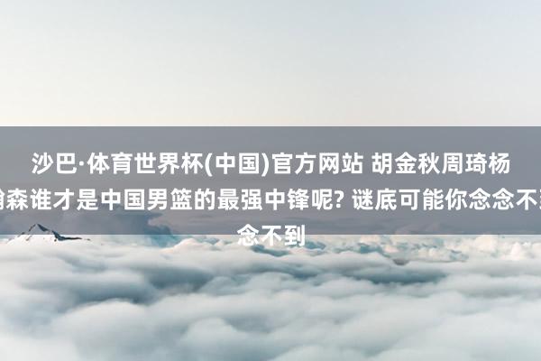 沙巴·体育世界杯(中国)官方网站 胡金秋周琦杨瀚森谁才是中国男篮的最强中锋呢? 谜底可能你念念不到