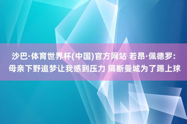 沙巴·体育世界杯(中国)官方网站 若昂·佩德罗: 母亲下野追梦让我感到压力 隔断曼城为了踢上球