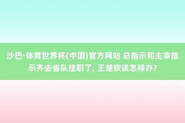 沙巴·体育世界杯(中国)官方网站 总指示和主宰指示齐去省队挂职了， 王楚钦该怎样办?