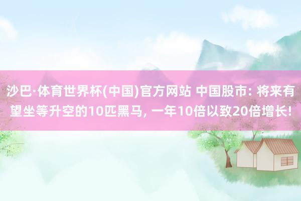 沙巴·体育世界杯(中国)官方网站 中国股市: 将来有望坐等升空的10匹黑马， 一年10倍以致20倍增长!
