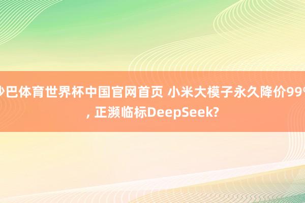 沙巴体育世界杯中国官网首页 小米大模子永久降价99%， 正濒临标DeepSeek?