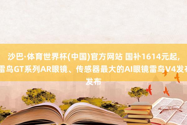 沙巴·体育世界杯(中国)官方网站 国补1614元起， 雷鸟GT系列AR眼镜、传感器最大的AI眼镜雷鸟V4发布