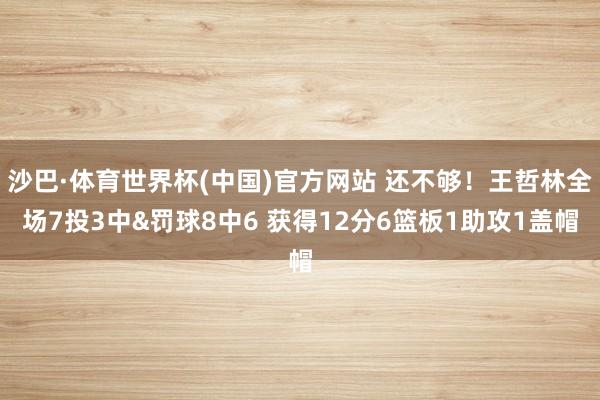 沙巴·体育世界杯(中国)官方网站 还不够！王哲林全场7投3中&罚球8中6 获得12分6篮板1助攻1盖帽