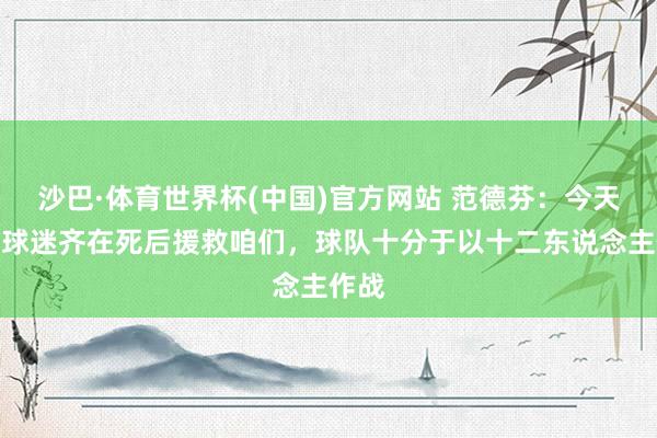沙巴·体育世界杯(中国)官方网站 范德芬：今天全场球迷齐在死后援救咱们，球队十分于以十二东说念主作战