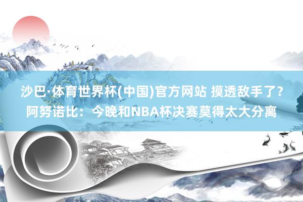 沙巴·体育世界杯(中国)官方网站 摸透敌手了？阿努诺比：今晚和NBA杯决赛莫得太大分离