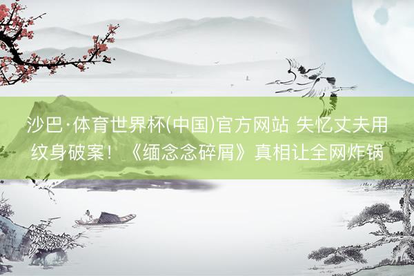 沙巴·体育世界杯(中国)官方网站 失忆丈夫用纹身破案！《缅念念碎屑》真相让全网炸锅