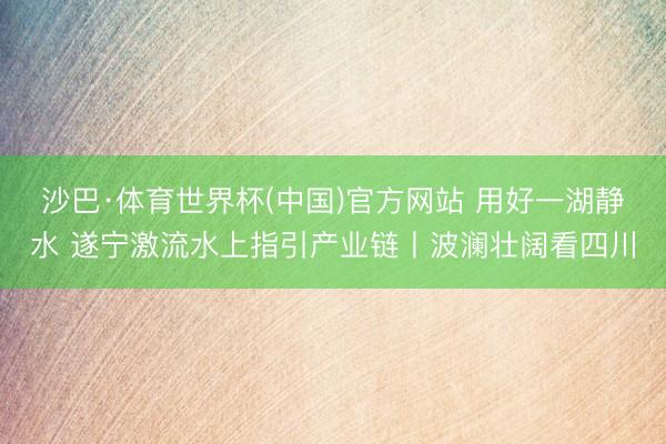 沙巴·体育世界杯(中国)官方网站 用好一湖静水 遂宁激流水上指引产业链丨波澜壮阔看四川