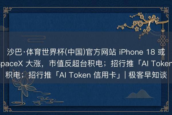 沙巴·体育世界杯(中国)官方网站 iPhone 18 或延至 2027 年上市; SpaceX 大涨,市值反超台积电;招行推「AI Token 信用卡」| 极客早知谈