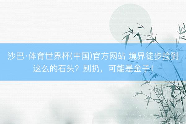 沙巴·体育世界杯(中国)官方网站 境界徒步捡到这么的石头？别扔，可能是金子！