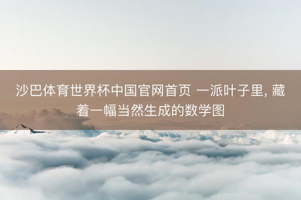 沙巴体育世界杯中国官网首页 一派叶子里， 藏着一幅当然生成的数学图